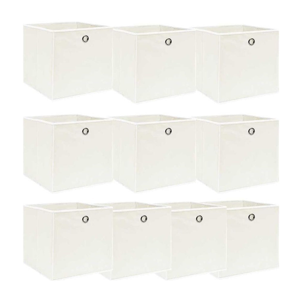 Storage Boxes 10 pcs White Fabric