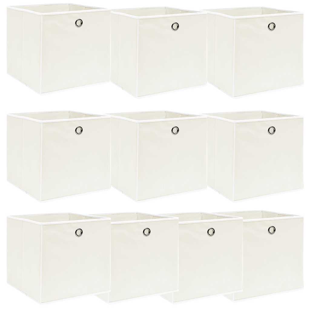 vidaXL Storage Box | Set of 10 | White | Non-woven fabric (100% polyester) 1