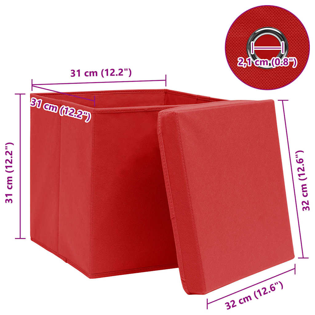 vidaXL Storage Box | Set of 10 | Red | Non-woven fabric (100% polyester) 6