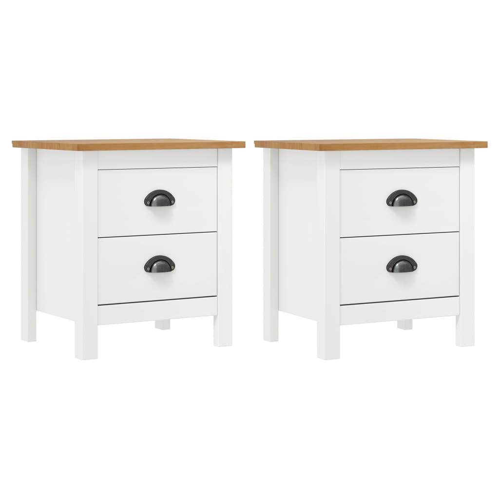 vidaXL Bedside Cabinet Hill 2 pcs White 46x35x49.5 cm Solid Pine Wood 1