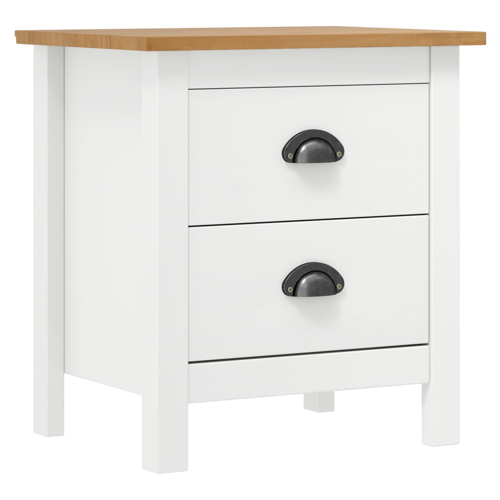 vidaXL Bedside Cabinet Hill 2 pcs White 46x35x49.5 cm Solid Pine Wood 2