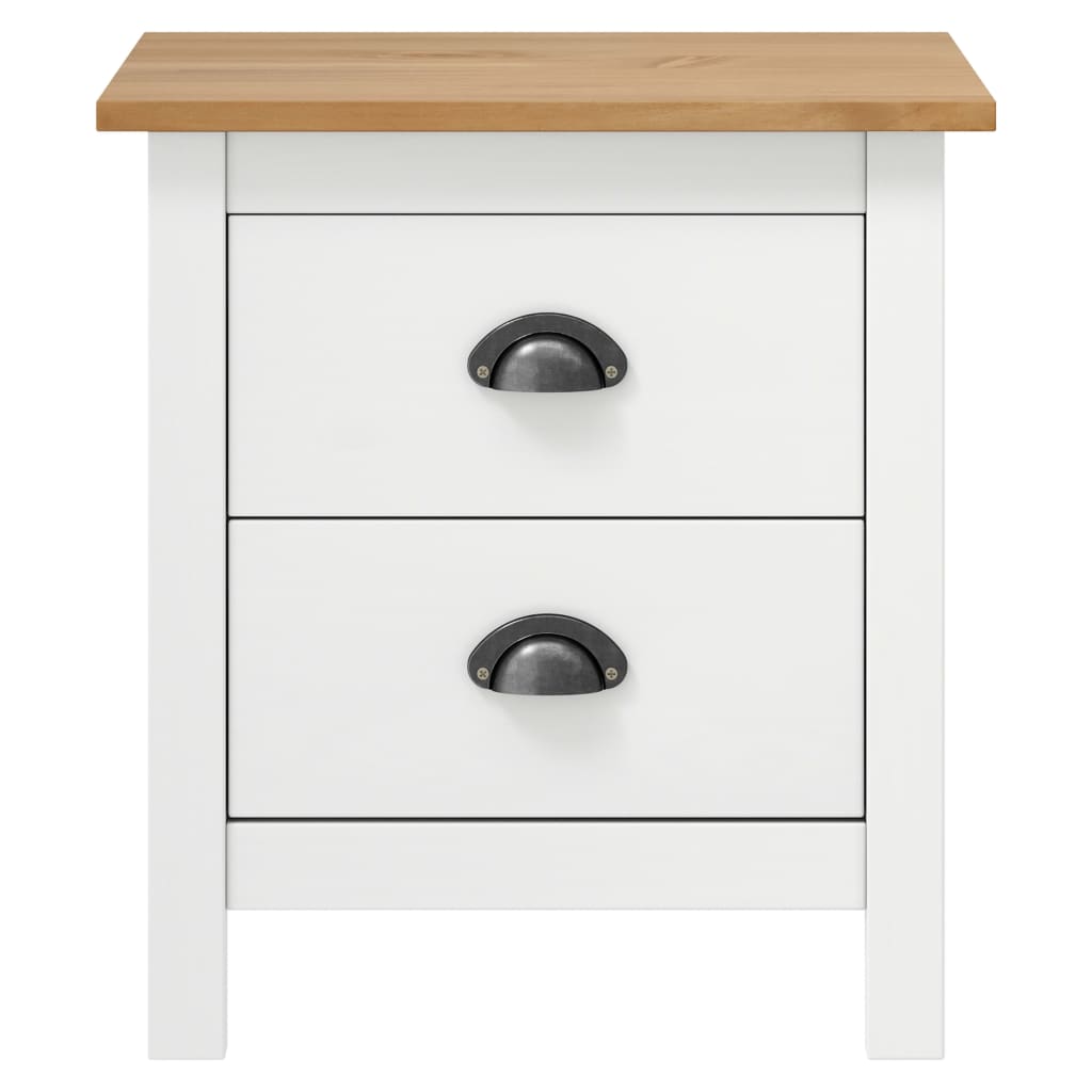 vidaXL Bedside Cabinet Hill 2 pcs White 46x35x49.5 cm Solid Pine Wood 3