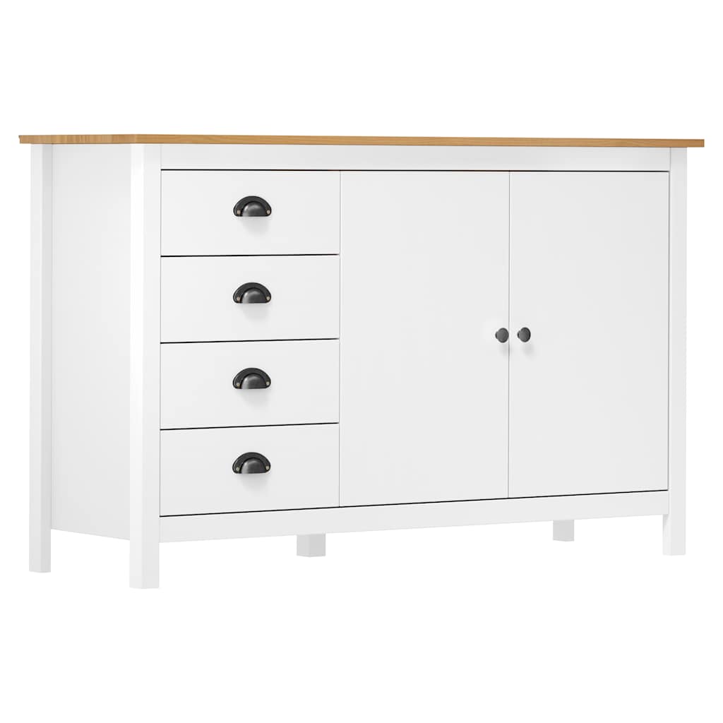 Sideboard "Hill" 130x40x80 cm Solid Pine Wood White and brown