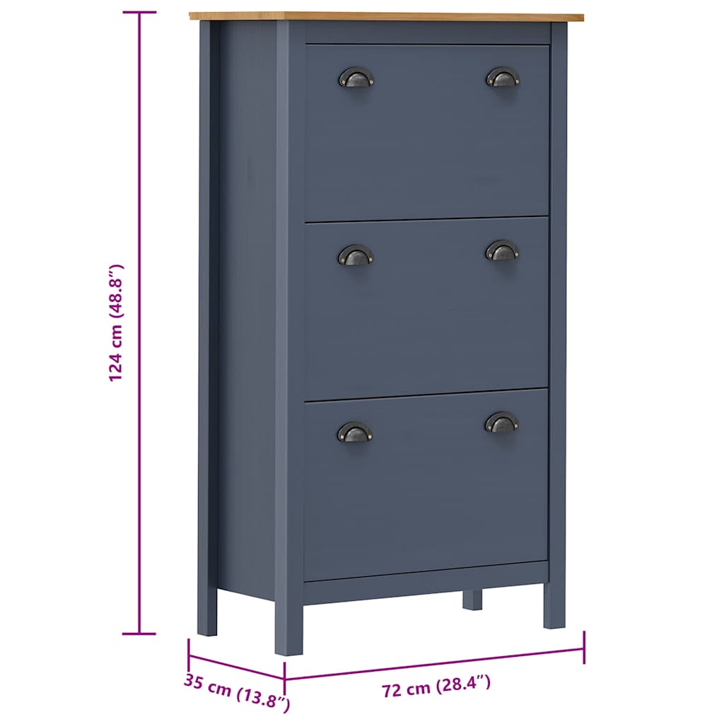 vidaXL Shoe Cabinet | Grey and honey brown | Solid pine wood | Medium 4