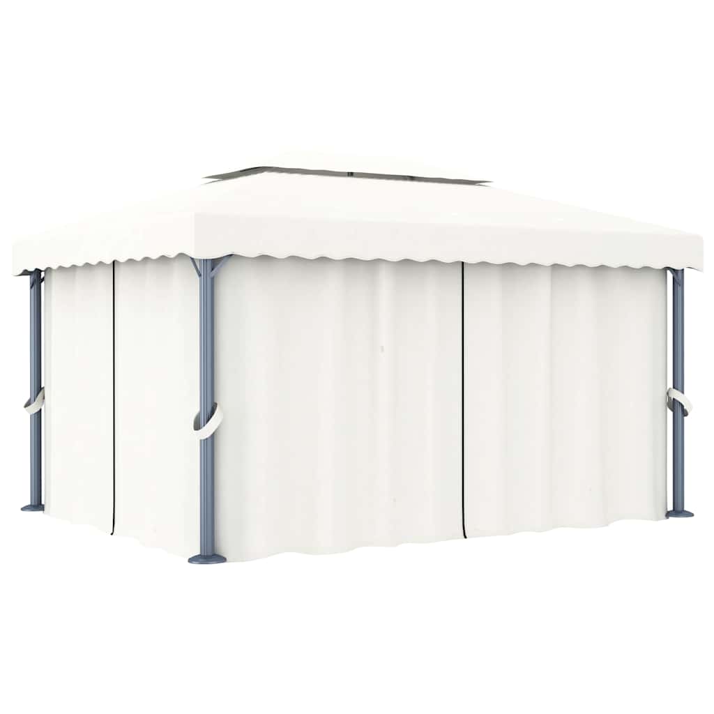 Gazebo with Curtain Aluminium White 4 x 3 m