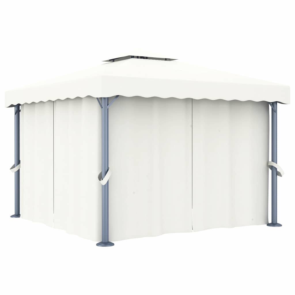 Gazebo with Curtain Aluminium White 3 x 3 m