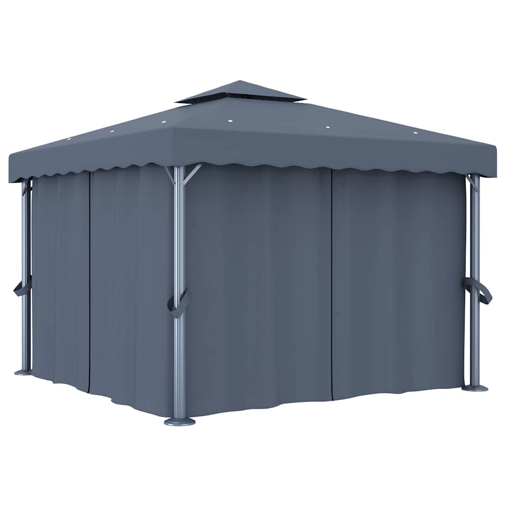Gazebo with Curtain Aluminium Anthracite 3 x 3 m