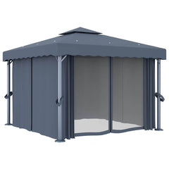 Gazebo with Curtain Aluminium Anthracite 3 x 3 m