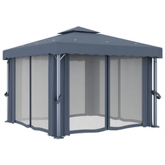 Gazebo with Curtain Aluminium Anthracite 3 x 3 m