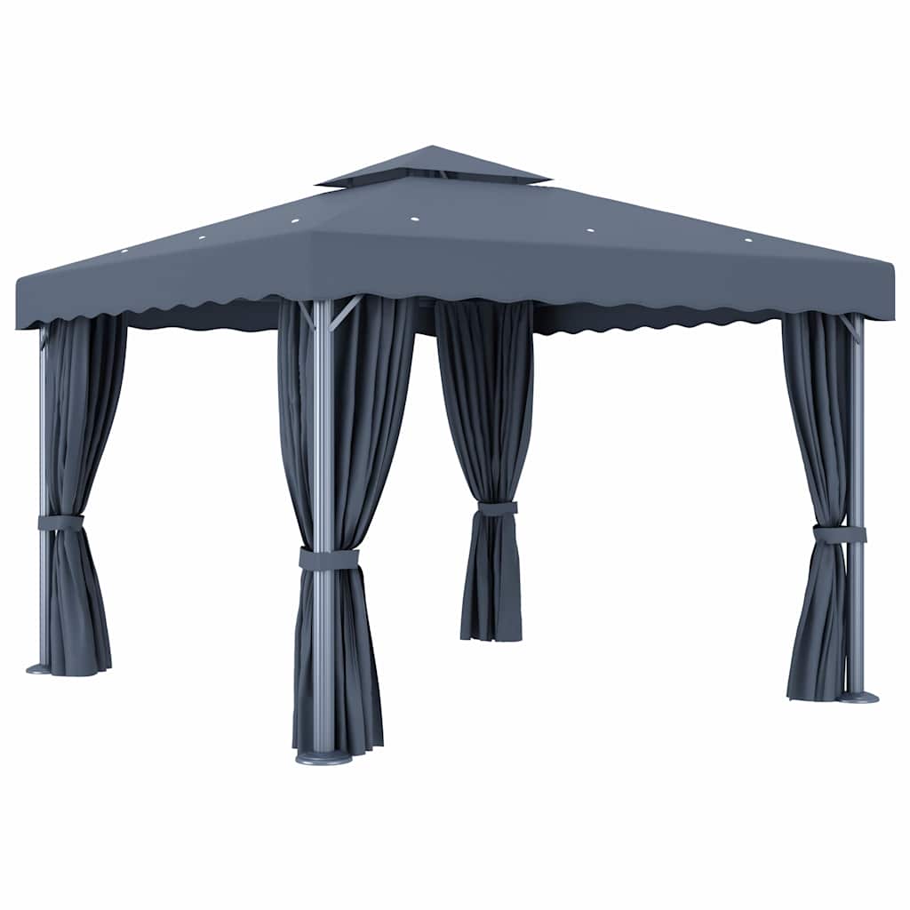 Gazebo with Curtain Aluminium Anthracite 3 x 3 m