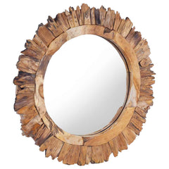 Wall Mirror 40 cm Teak Round Φ 60 cm