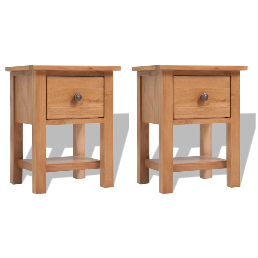 vidaXL Nightstands 2 pcs 36x30x47 cm Solid Oak Wood 1