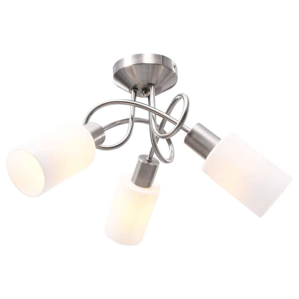 vidaXL Ceiling Lamp with Ceramic Shades for 3 E14 Bulbs White Cone 1