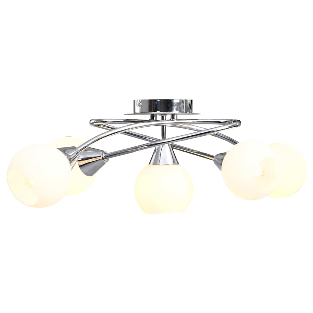 vidaXL Ceiling Lamp with Ceramic Shades for 5 E14 Bulbs White Bowl 1