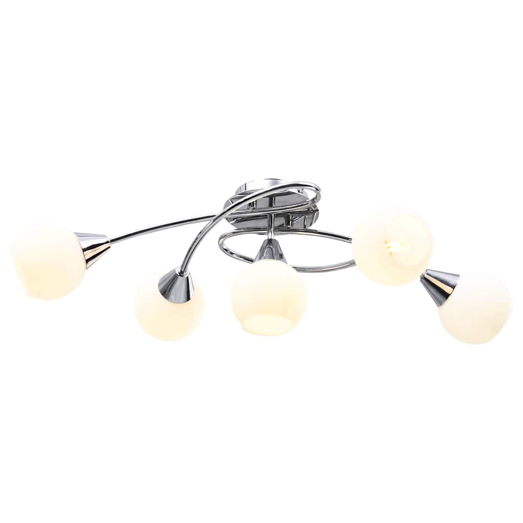 vidaXL Ceiling Lamp with Ceramic Shades for 5 E14 Bulbs White Bowl 3