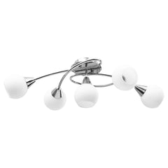 vidaXL Ceiling Lamp with Ceramic Shades for 5 E14 Bulbs White Bowl 4