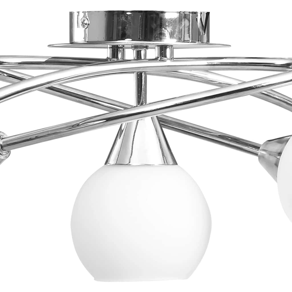 vidaXL Ceiling Lamp with Ceramic Shades for 5 E14 Bulbs White Bowl 6