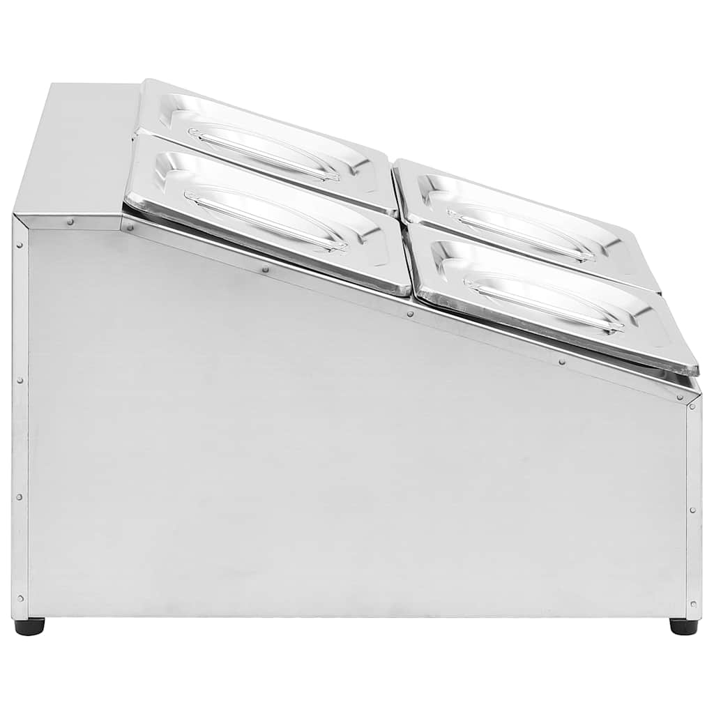 vidaXL Gastronorm Container Holder with 4 GN 1/6 Pan Stainless Steel 4
