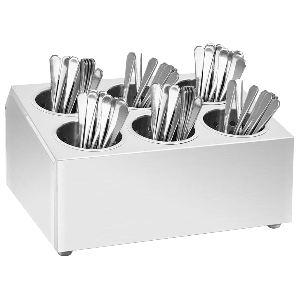 vidaXL Cutlery Holder 6 Grids Square Stainless Steel 1