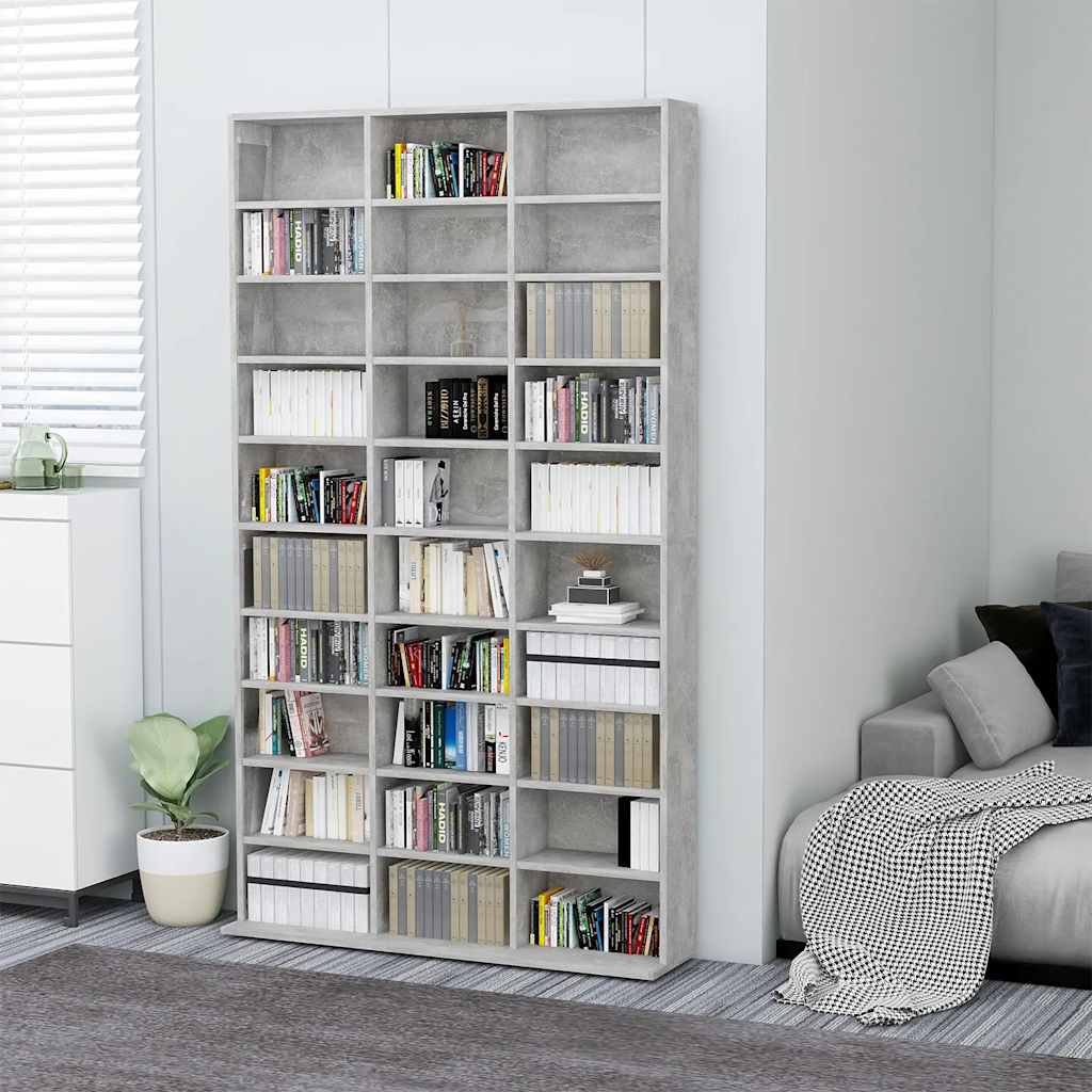 801782 vidaXL CD Cabinet Concrete Grey 102x23x177,5 cm Engineered Wood 1