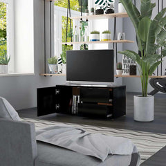 vidaXL TV Cabinet Black 80x34x36 cm Engineered Wood 3