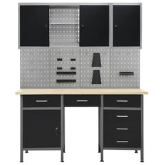vidaXL Workbench with Four Wall Panels and Two Cabinets 2