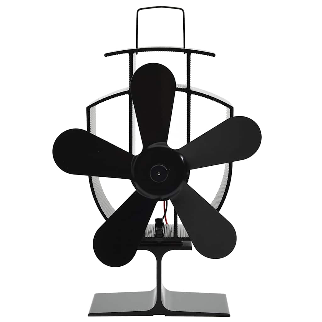 vidaXL Heat Powered Stove Fan 5 Blades Black 1