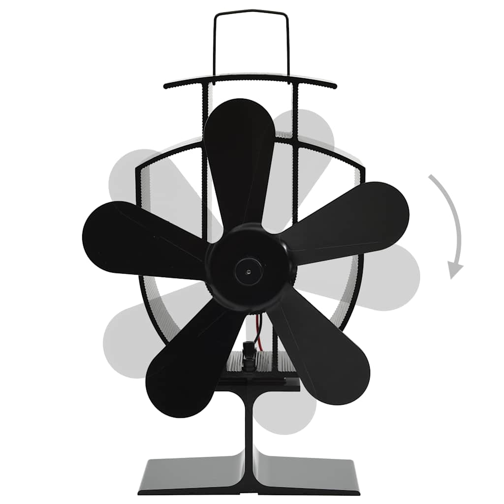 vidaXL Heat Powered Stove Fan 5 Blades Black 4
