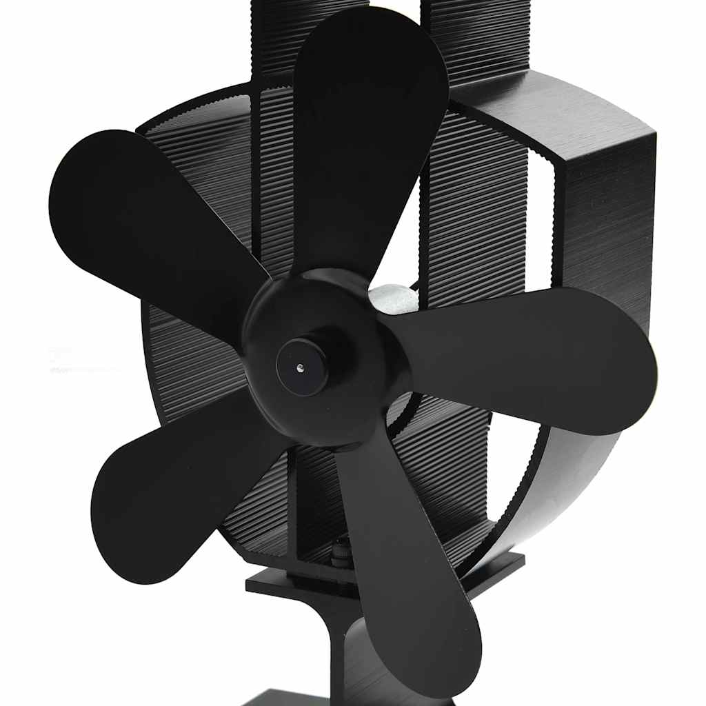 vidaXL Heat Powered Stove Fan 5 Blades Black 5