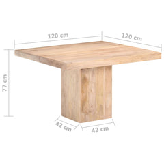 vidaXL Dining Table 120x120x77 cm Solid Mango Wood 6