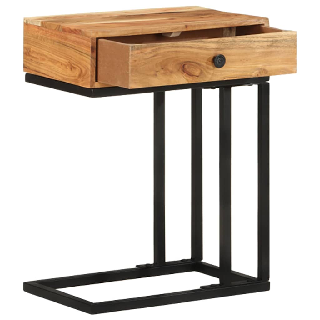 vidaXL Side Table | Natural Wood | Solid Acacia Wood, Powder-Coated Steel 2