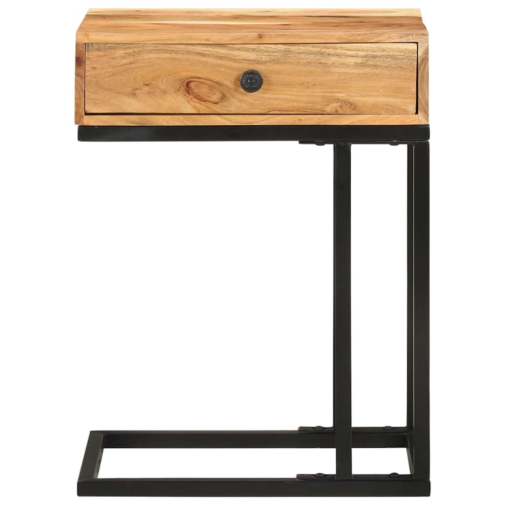vidaXL Side Table | Natural Wood | Solid Acacia Wood, Powder-Coated Steel 3