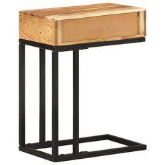 vidaXL Side Table | Natural Wood | Solid Acacia Wood, Powder-Coated Steel 4