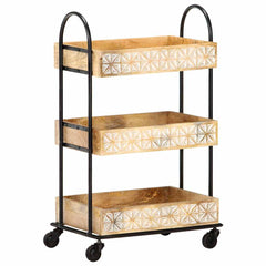 289093 vidaXL 3-Tier Kitchen Trolley 46x30x76 cm Solid Mango Wood 3