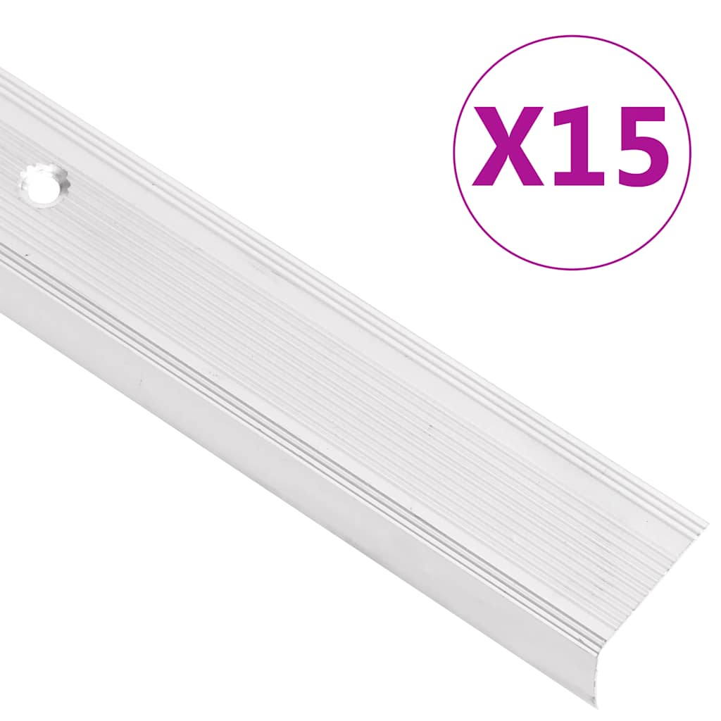 vidaXL Stair Nosings in L-shape 5 pcs Aluminium 90 cm Silver