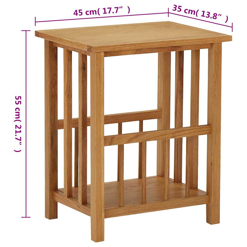 vidaXL Magazine Table | Natural Oak | Solid Oak Wood, MDF | Compact 6