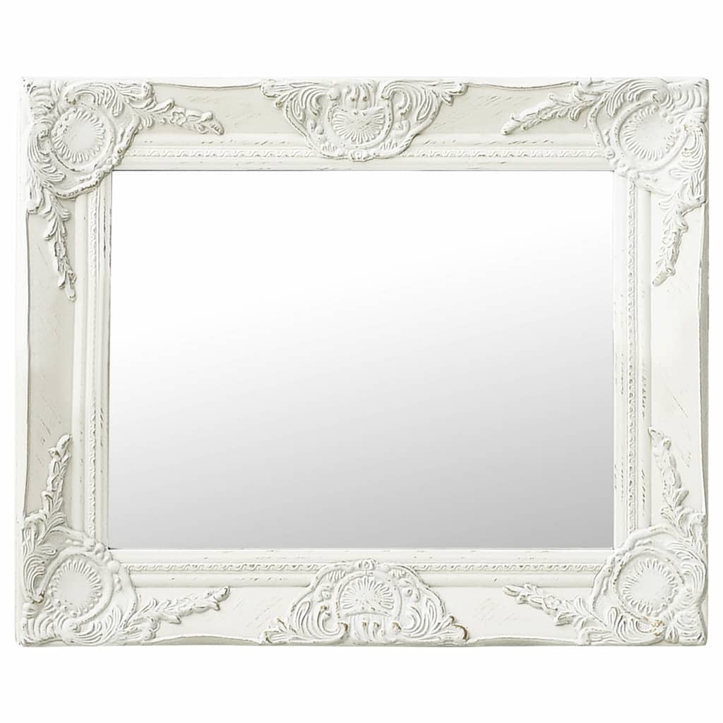 vidaXL Wall Mirror | White | Wood, glass, engineered wood | 50x40 cm 1