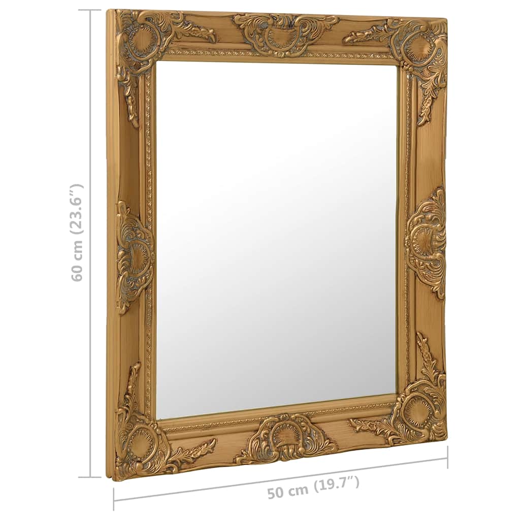 vidaXL Wall Mirror | Gold | Wood, glass, engineered wood | 50x60 cm | Mirror 6
