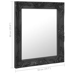 vidaXL Wall Mirror | Black | Wood, glass, engineered wood | 50x60 cm | Mirror 6