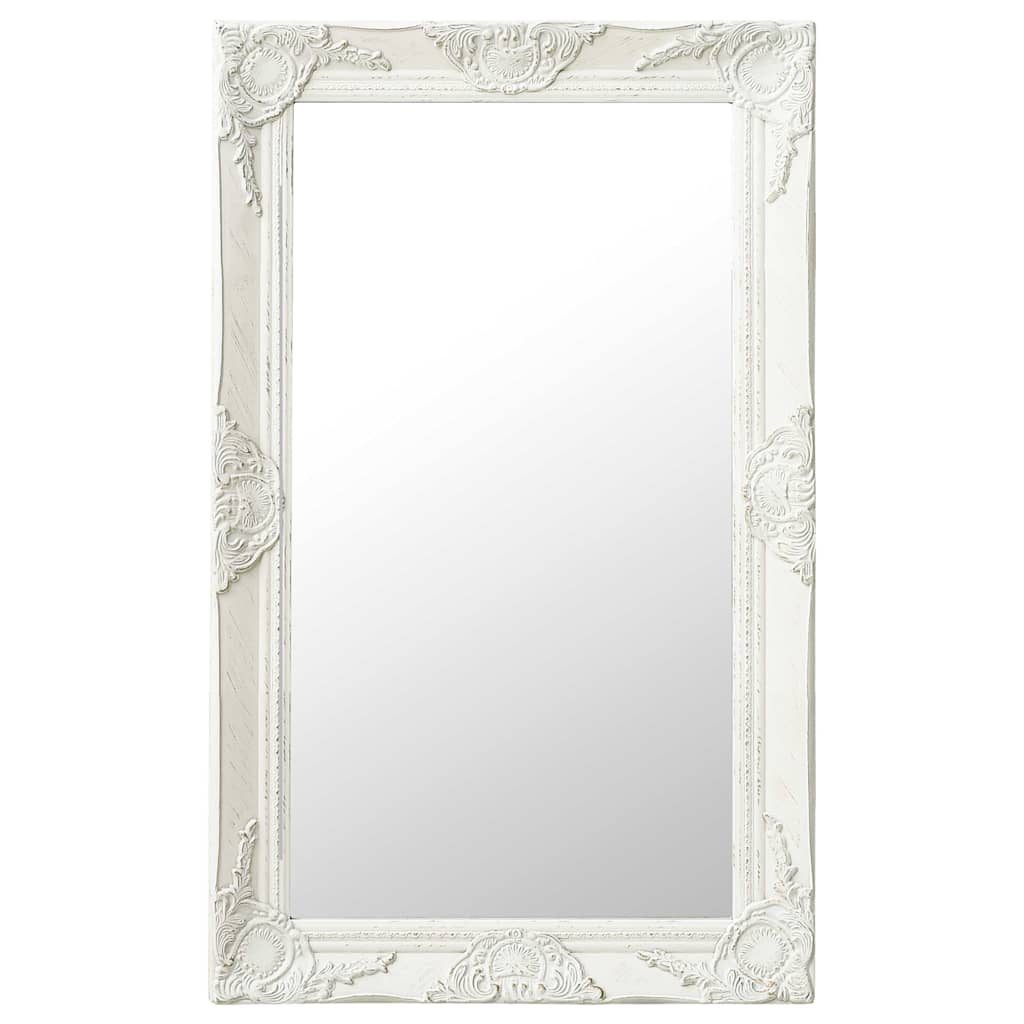 Wall Mirror Baroque Style Width 50 cm White 80 cm