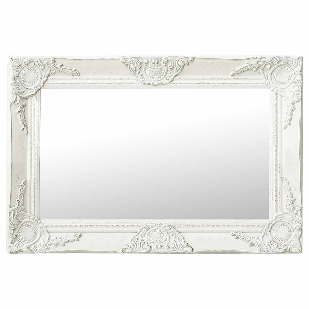 vidaXL Wall Mirror | White | Wood, Glass, Engineered Wood | 60x40 cm 1
