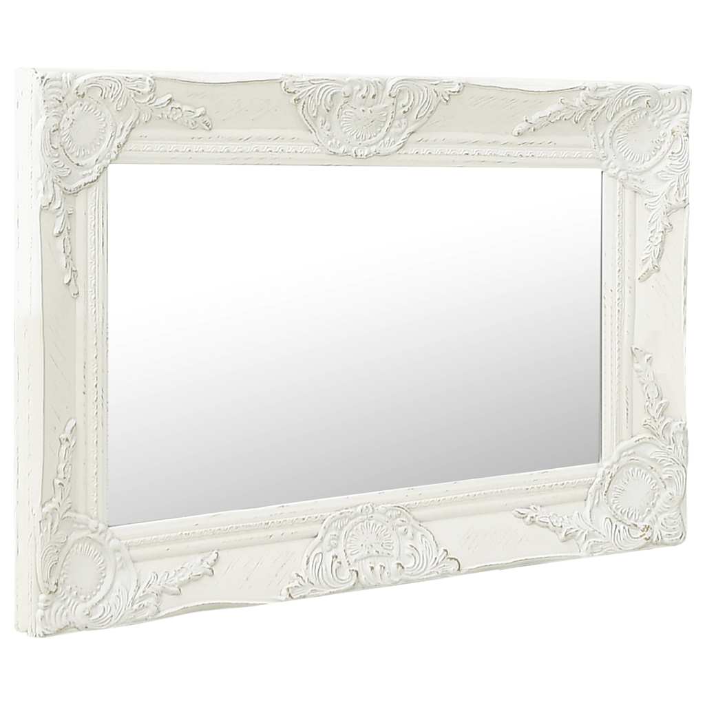 vidaXL Wall Mirror | White | Wood, Glass, Engineered Wood | 60x40 cm 2