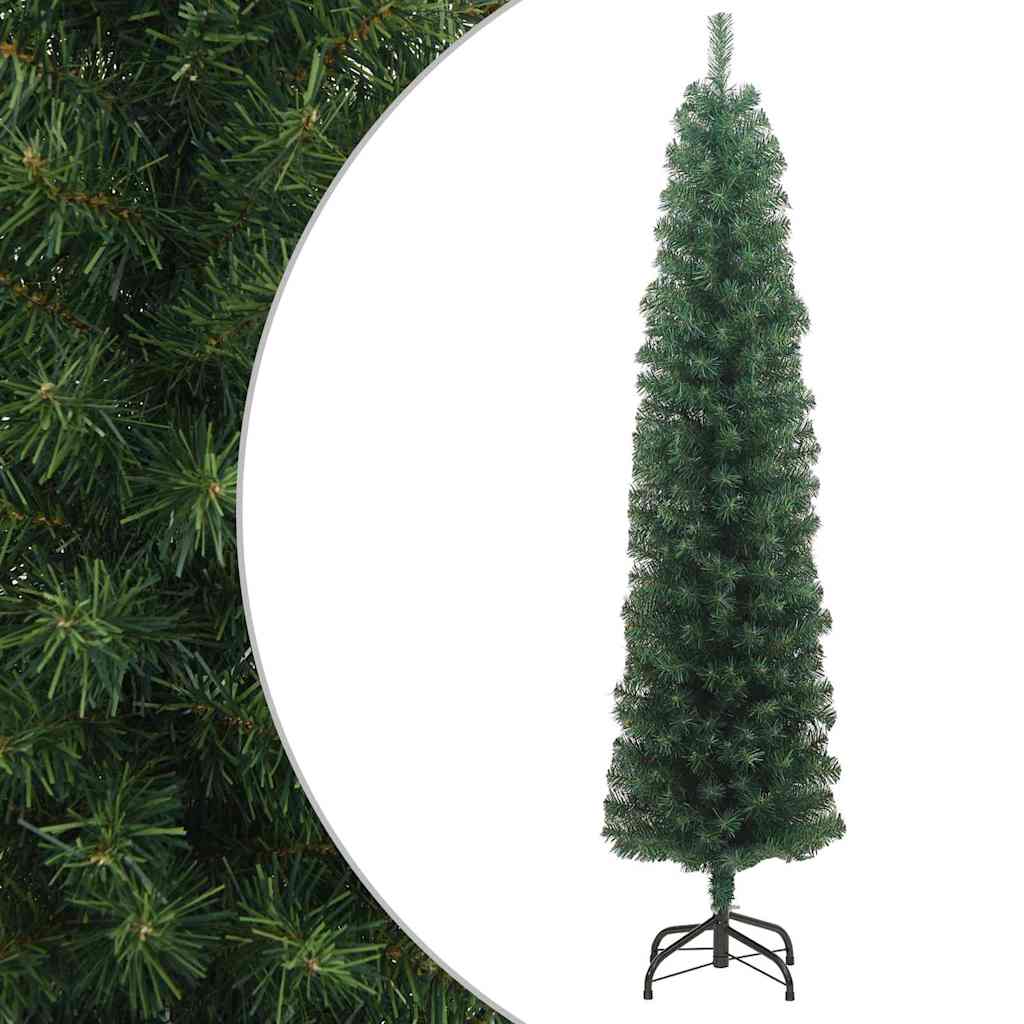 vidaXL Slim Artificial Christmas Tree with Stand Green 180 cm PVC 2