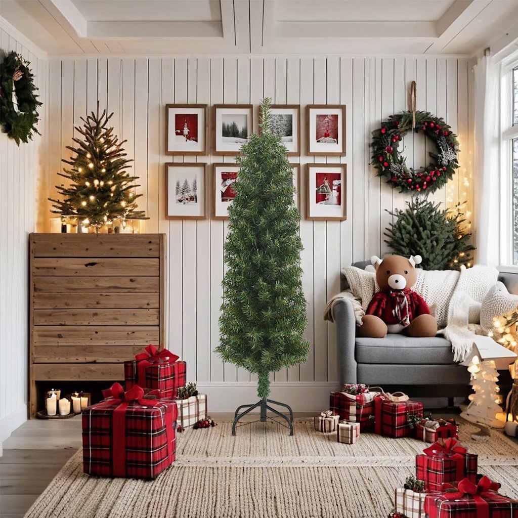 vidaXL Slim Artificial Christmas Tree with Stand Green 180 cm PVC 1