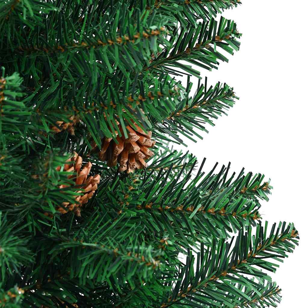 vidaXL Slim Christmas Tree with Real Wood and Cones Green 180 cm PVC 5