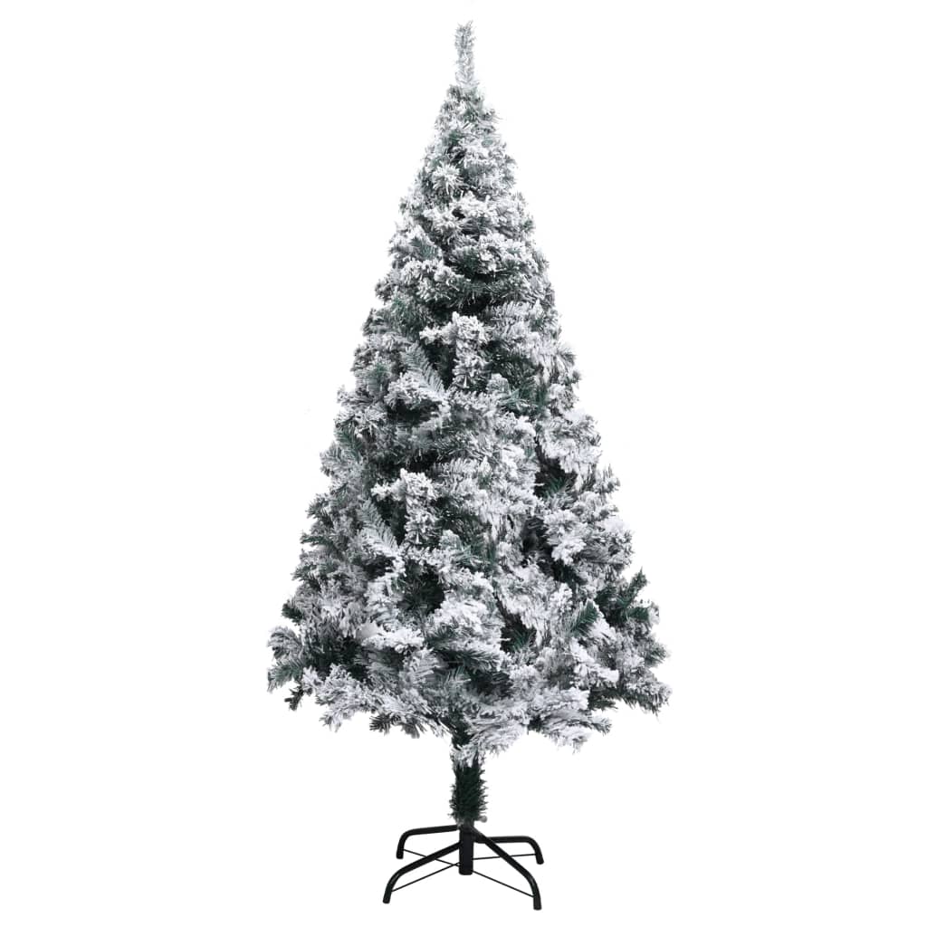vidaXL Artificial Christmas Tree | Green with flocked snow | PVC, Metal 2