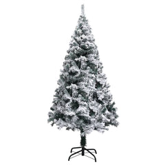 vidaXL Artificial Christmas Tree | Green with flocked snow | PVC, Metal 2