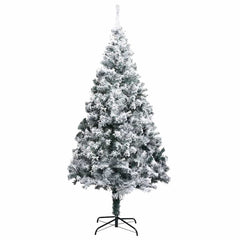 vidaXL Artificial Christmas Tree with Flocked Snow Green 180 cm PVC 2