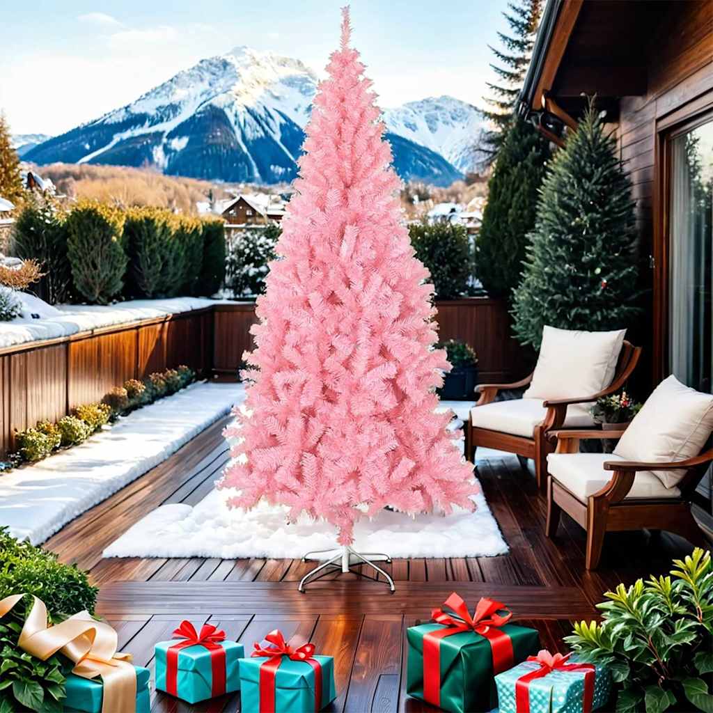 vidaXL Artificial Christmas Tree with Stand Pink 210 cm PVC 2