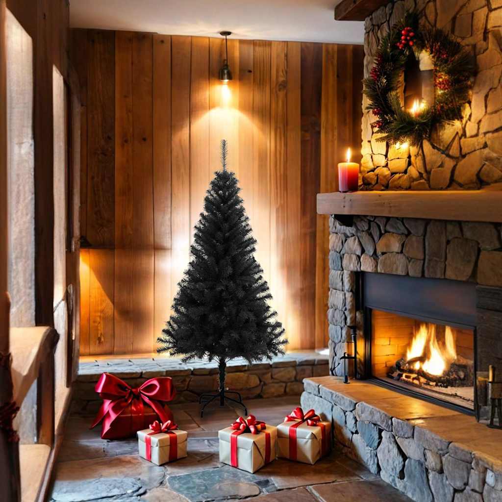 Artificial Christmas Tree with Stand PVC Black 150 x 80 cm